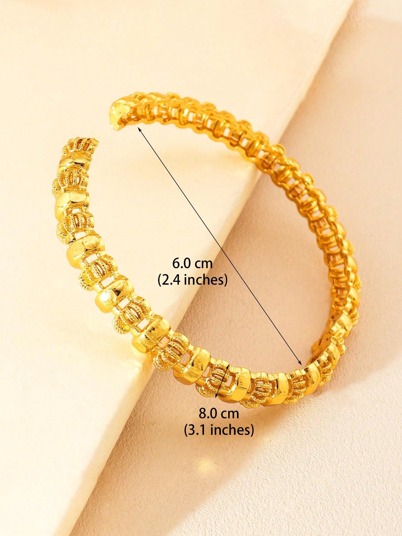 4pcs Luxury Cutout Gold Bangle Set Saudi Arabia Dubai Bracelet Wedding Bride Jewelry Banquet Festive Gift - Seen Mai