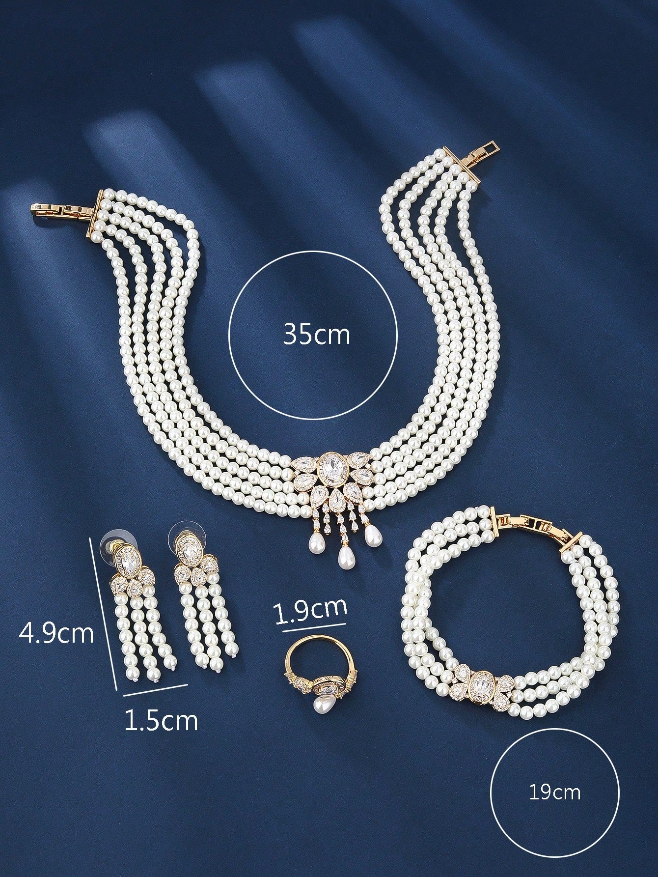 4pcs/Set Copper Material Multi-Layer Faux Pearl Necklace