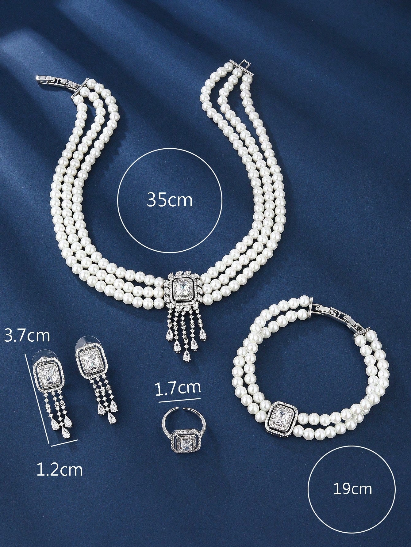 4pcs/Set Copper Faux Pearl Multilayer Necklace