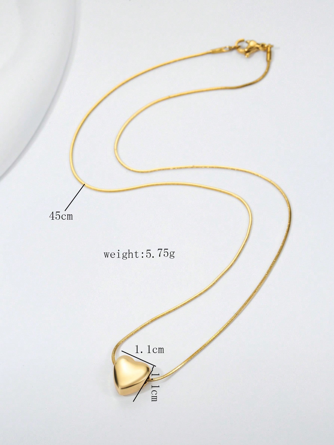 1pc Minimalist Stainless Steel Heart Necklace For Women