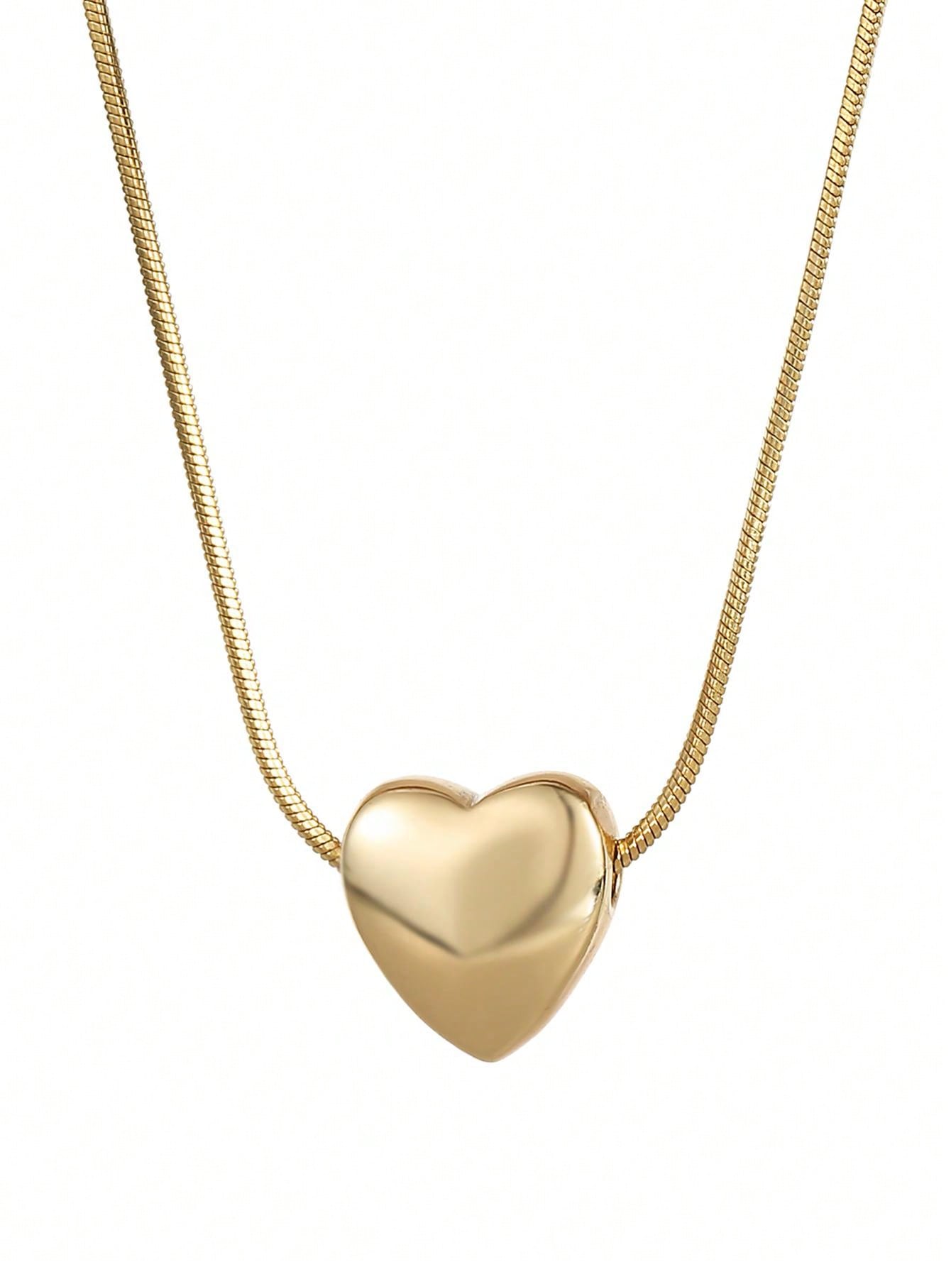 1pc Minimalist Stainless Steel Heart Necklace For Women