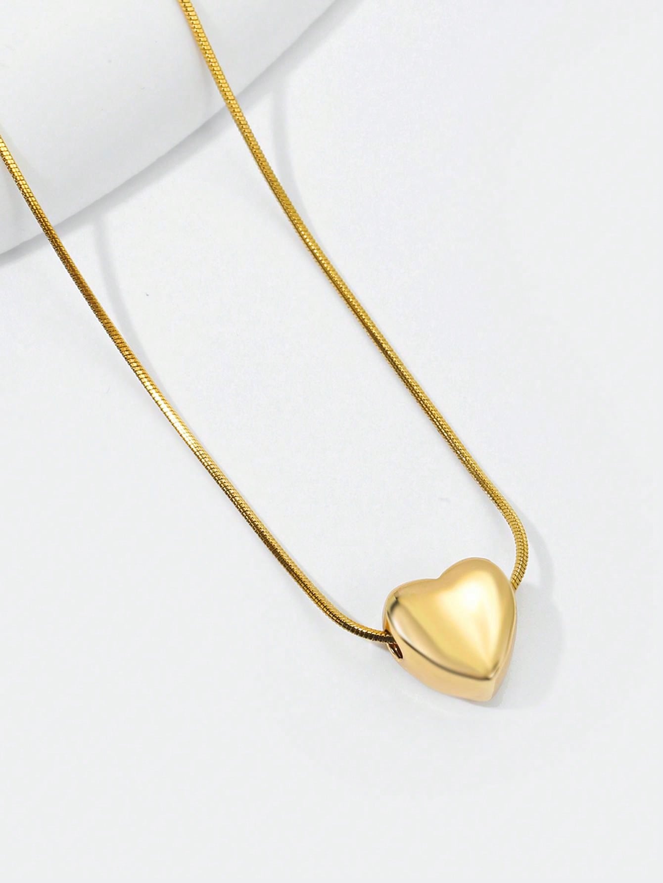 1pc Minimalist Stainless Steel Heart Necklace For Women