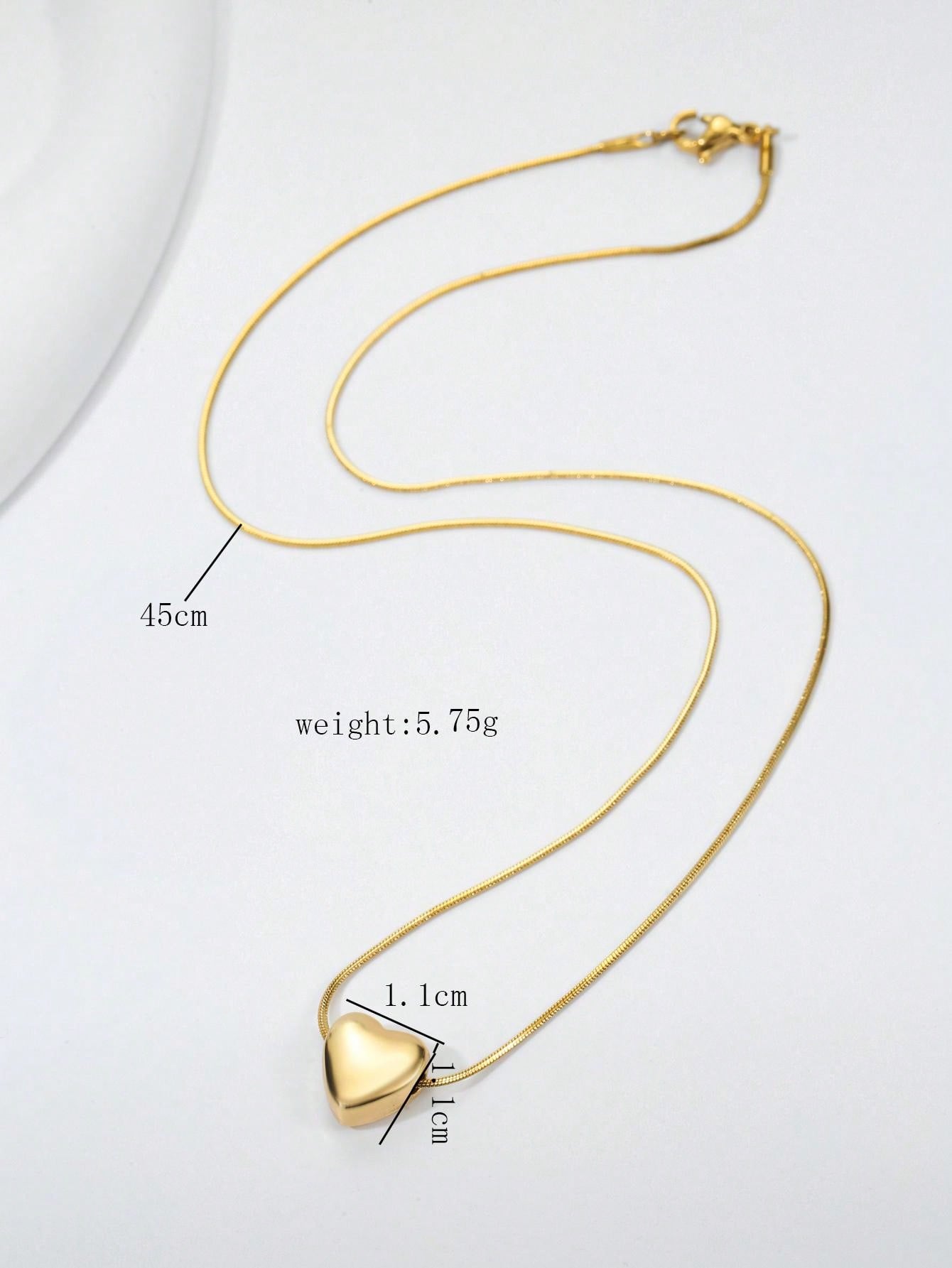 1pc Minimalist Stainless Steel Heart Necklace For Women