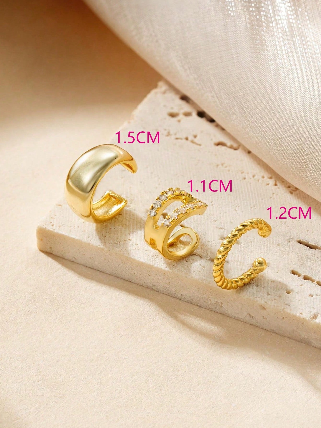 SEENMAI 3 Fashionable Single Ear Zirconia Inlaid Versatile Ear Bone Clips For Women's Jewelry Gifts