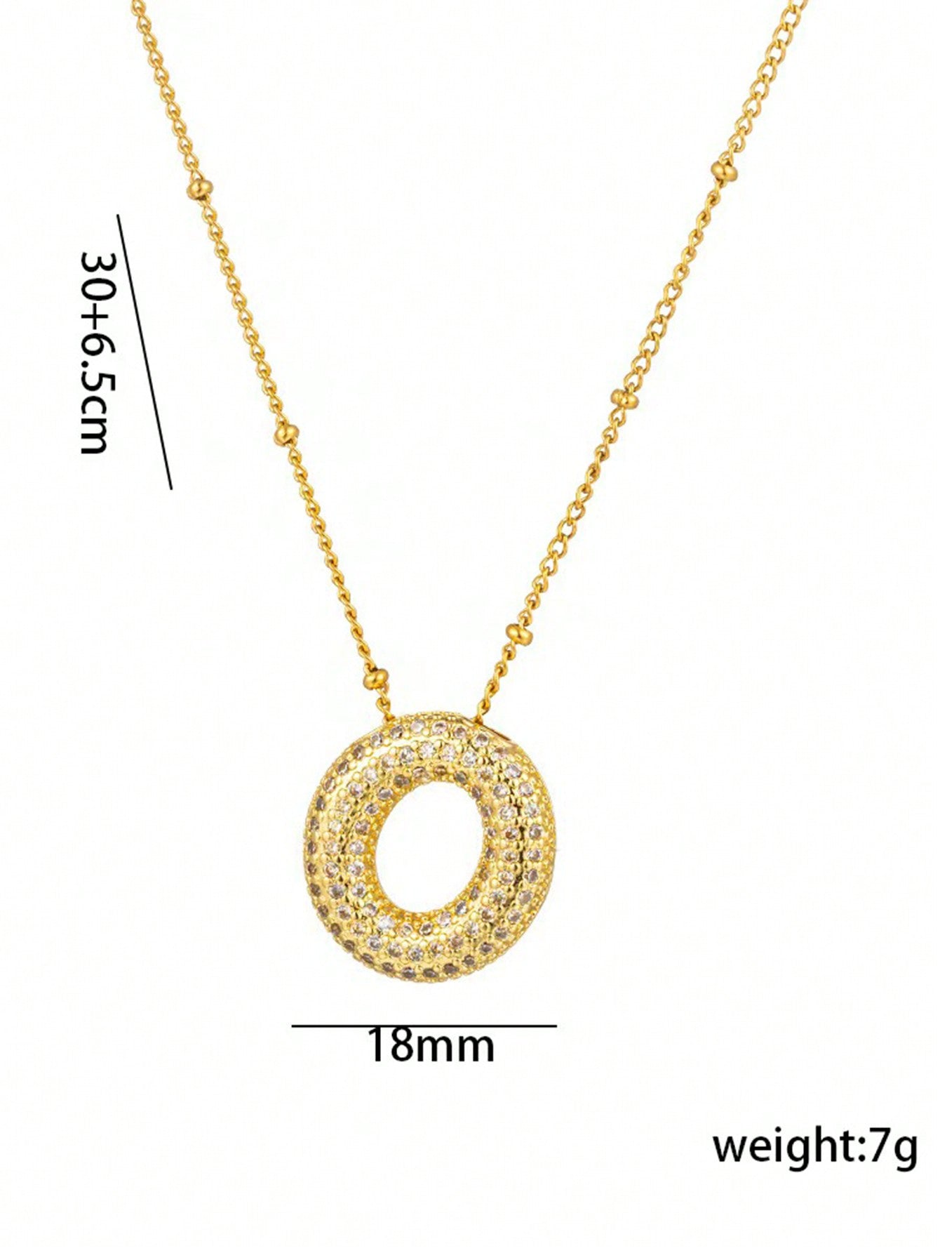 1pc Fashionable 18K Gold Plated Copper Zirconia  Necklace 26 Letter Pendant