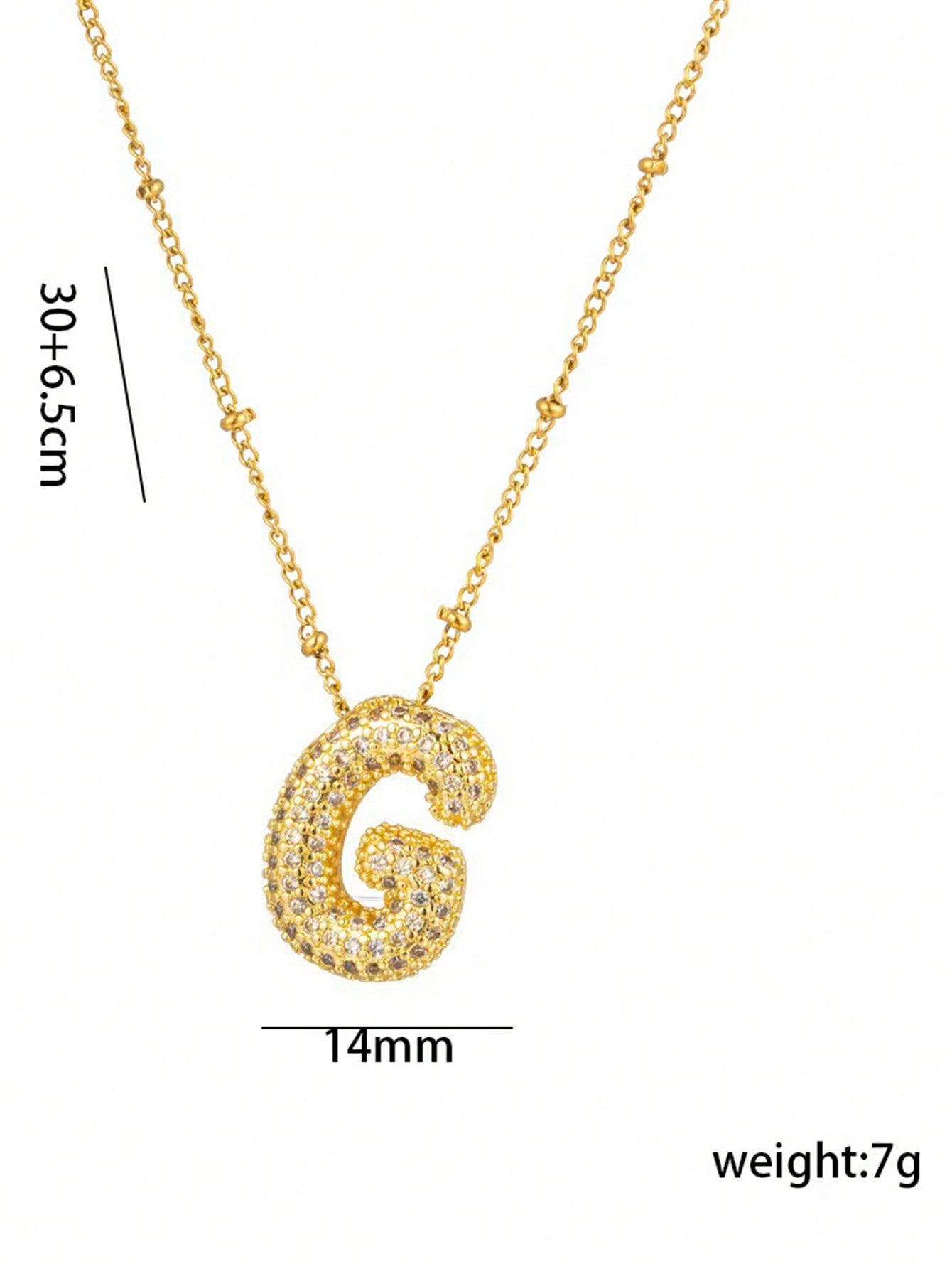 1pc Fashionable 18K Gold Plated Copper Zirconia  Necklace 26 Letter Pendant