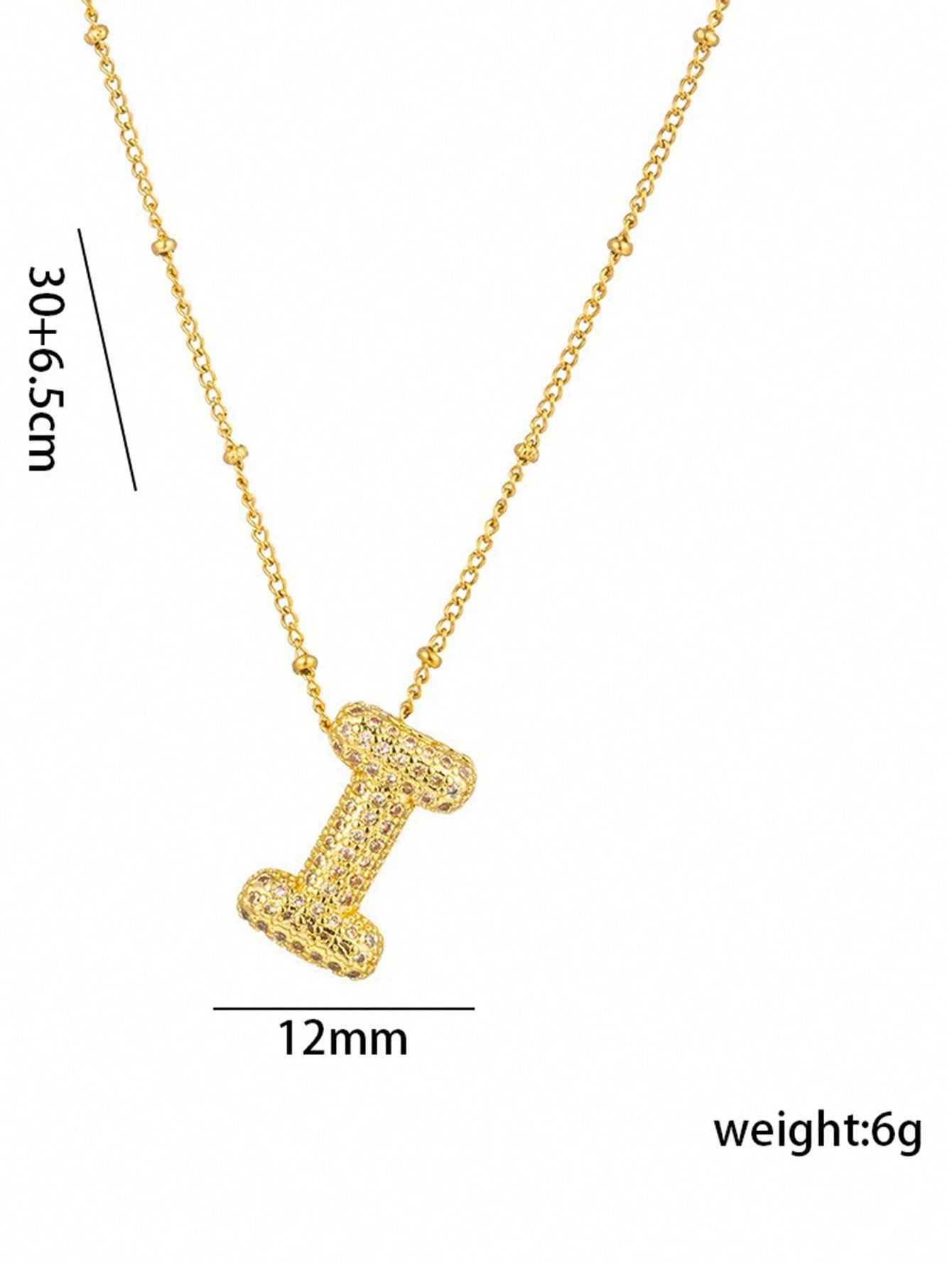 1pc Fashionable 18K Gold Plated Copper Zirconia  Necklace 26 Letter Pendant