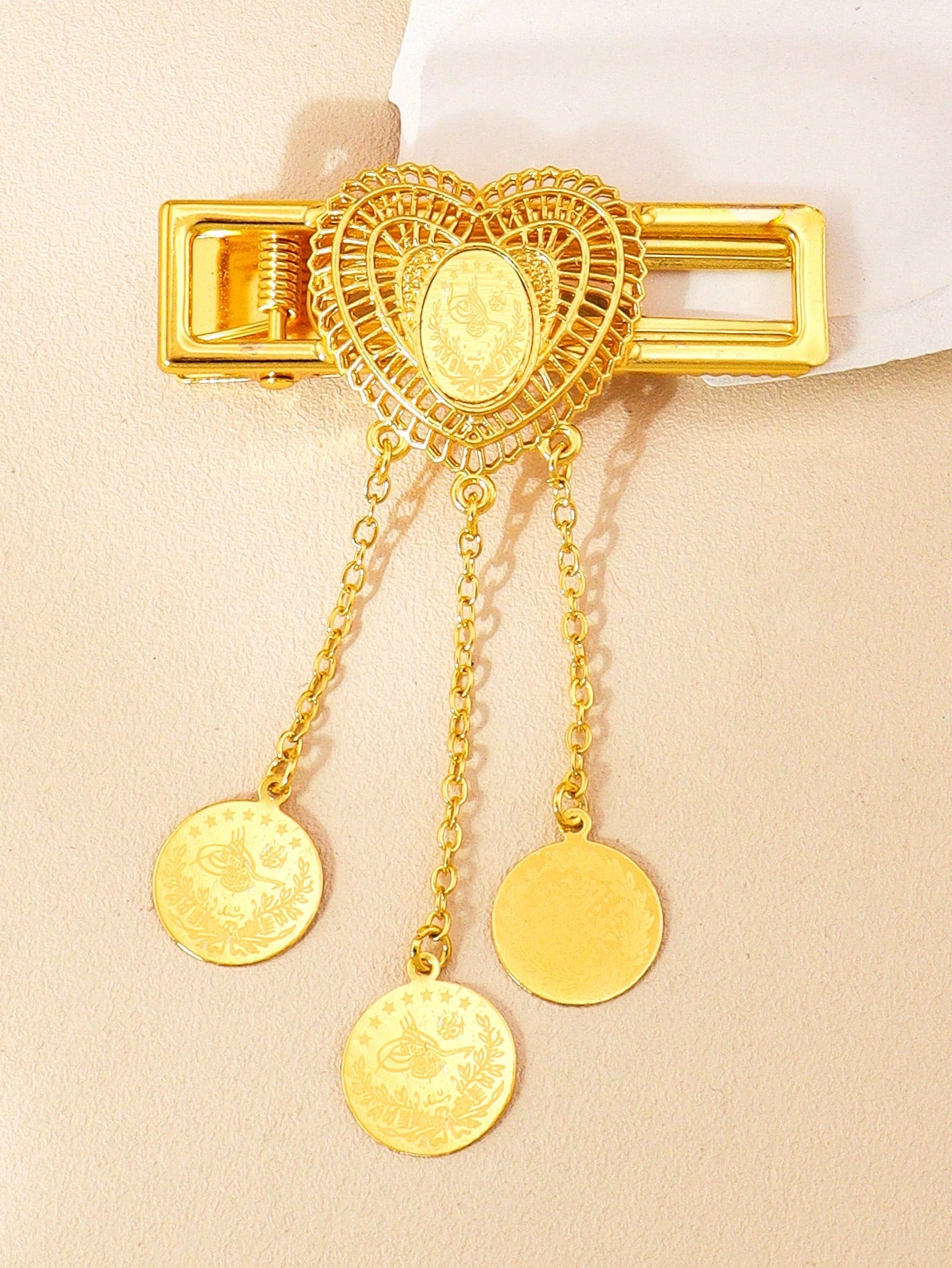 1pc Gold Coin Pattern Hairpin Round Fringe Pendant Suitable For Ladies Party Wedding Bridal Holiday Gift - Seen Mai