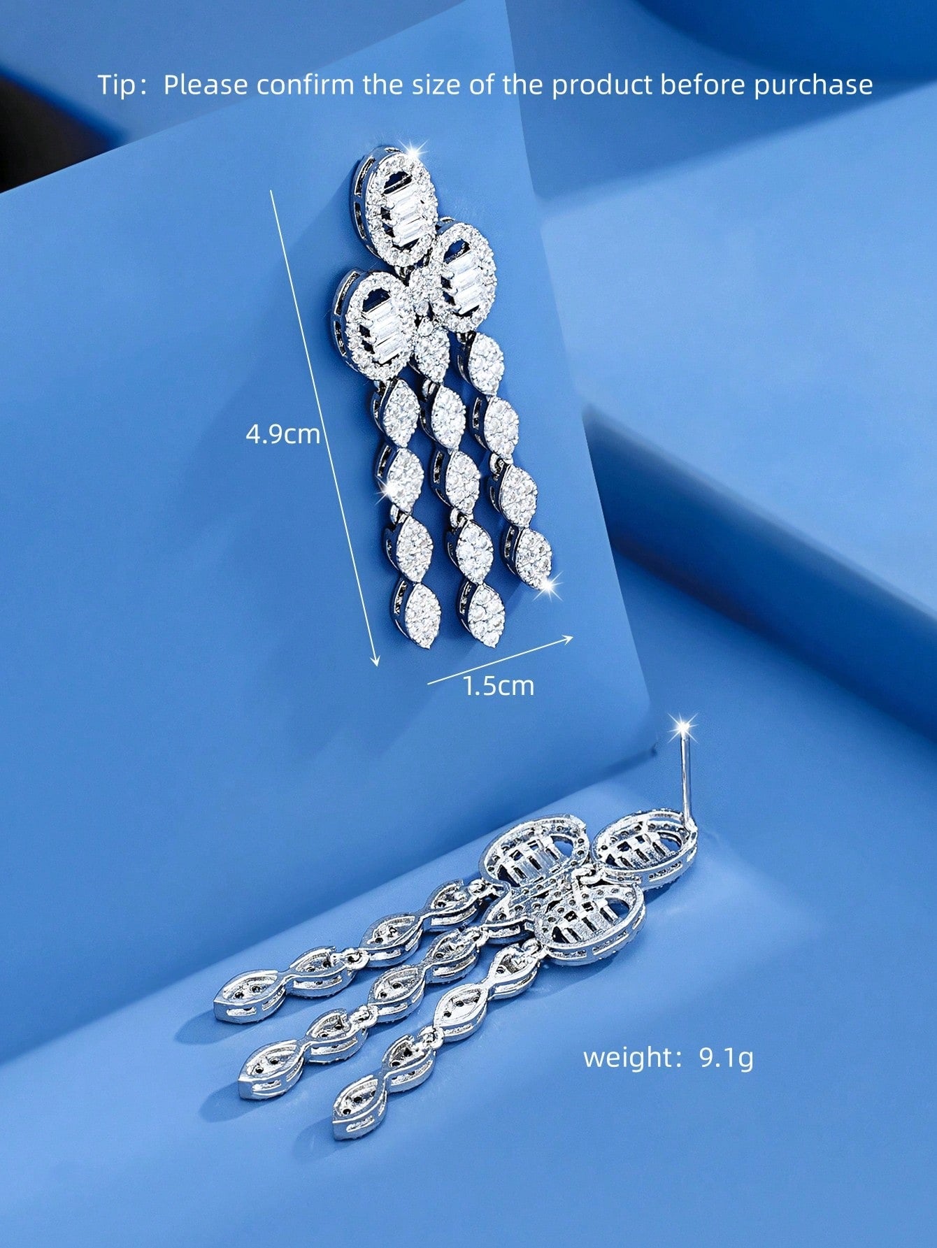 seen JEWELRY 1 Pair Luxury Platinum Plated Zirconia Pendant Earrings For Women - Seen Mai