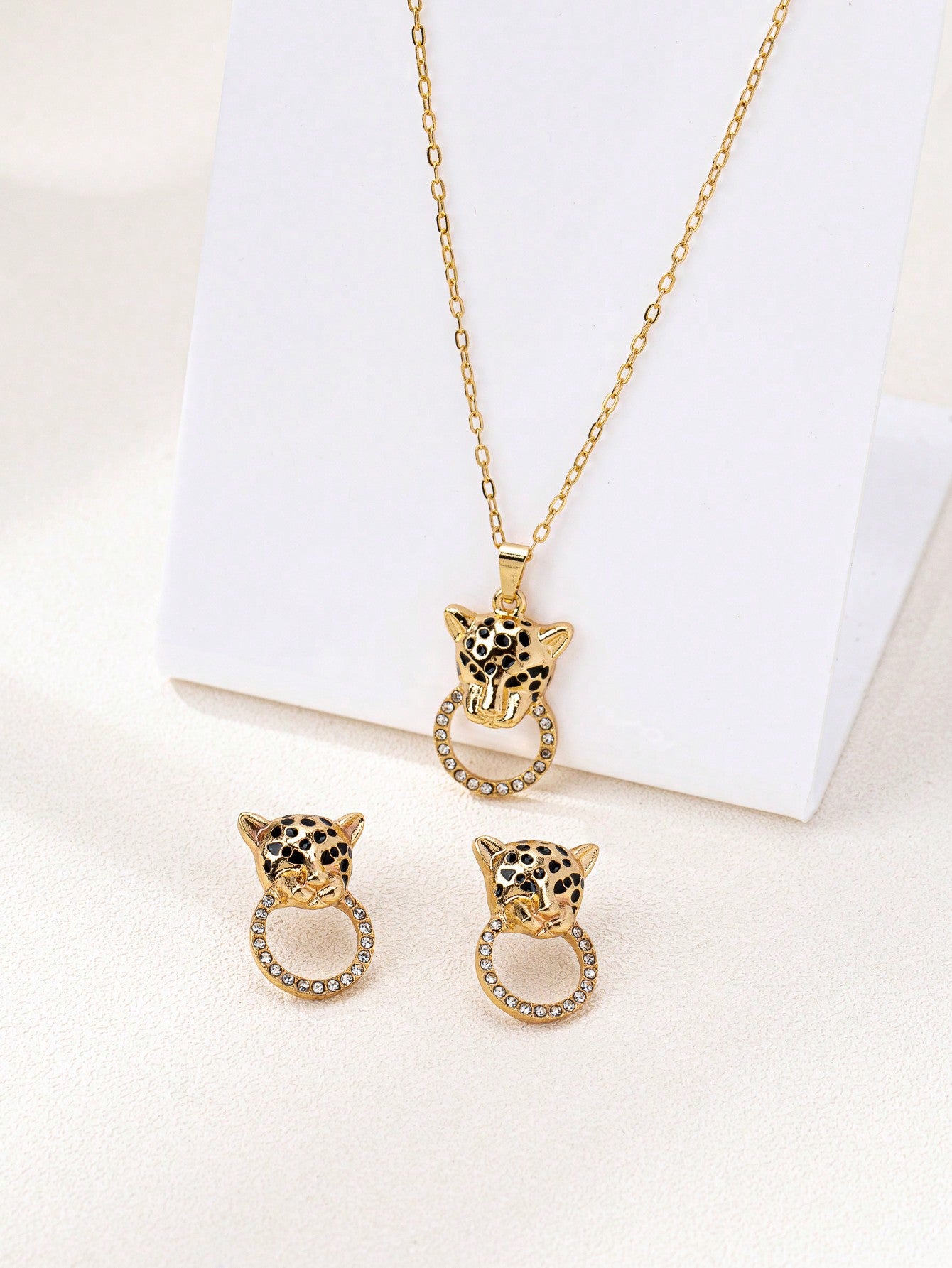 3pcs Vintage Luxury Creative Leopard Head Earrings - Seen Mai