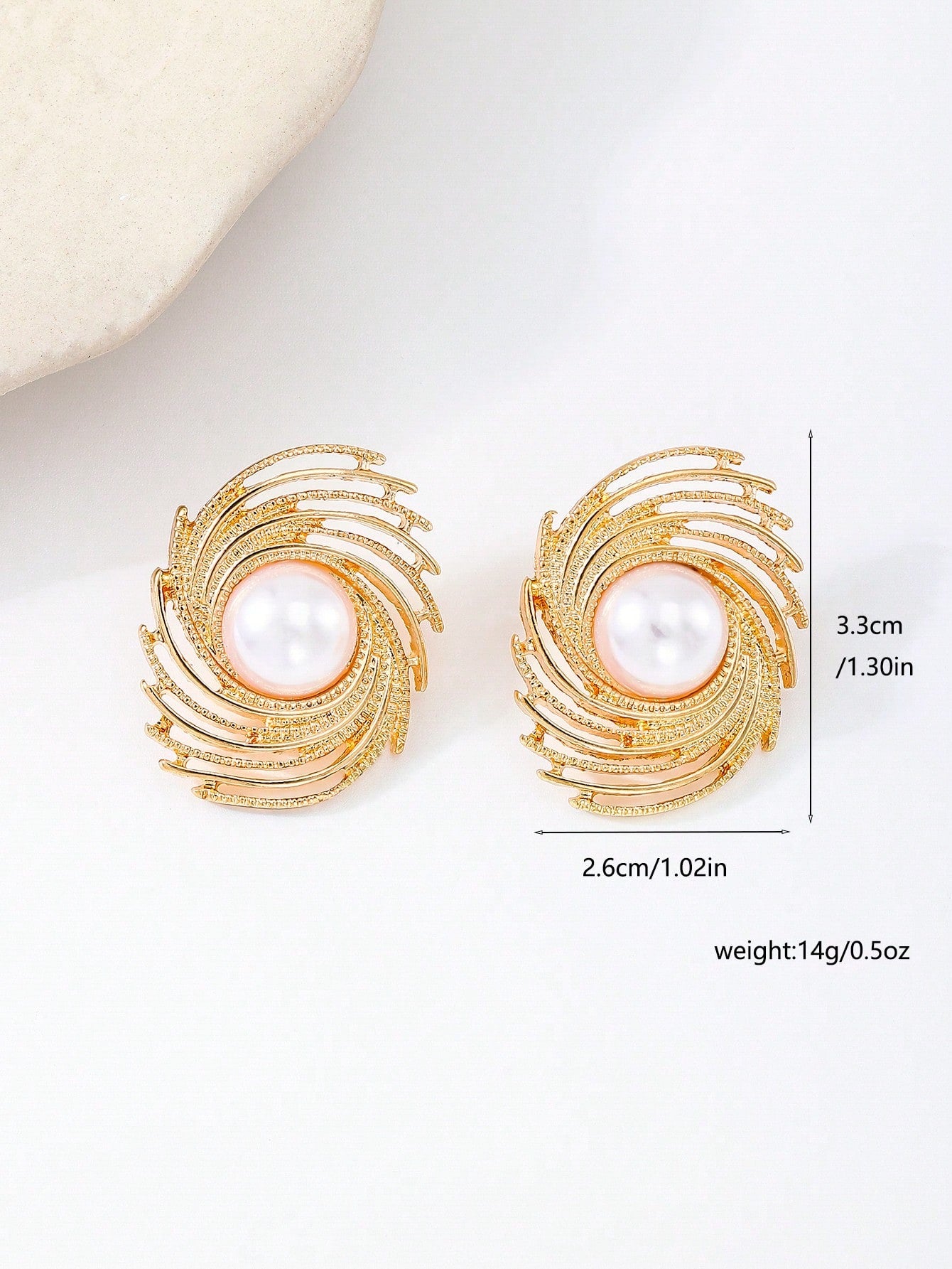 1pair Metallic Textured Women's Stud Earrings - Seen Mai