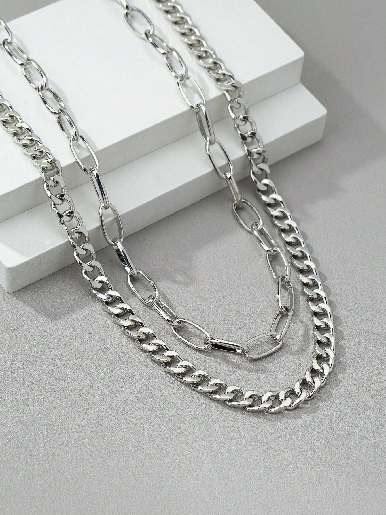 2pcs Fashionable Minimalist Thick Chain Necklace For Men - Seen Mai