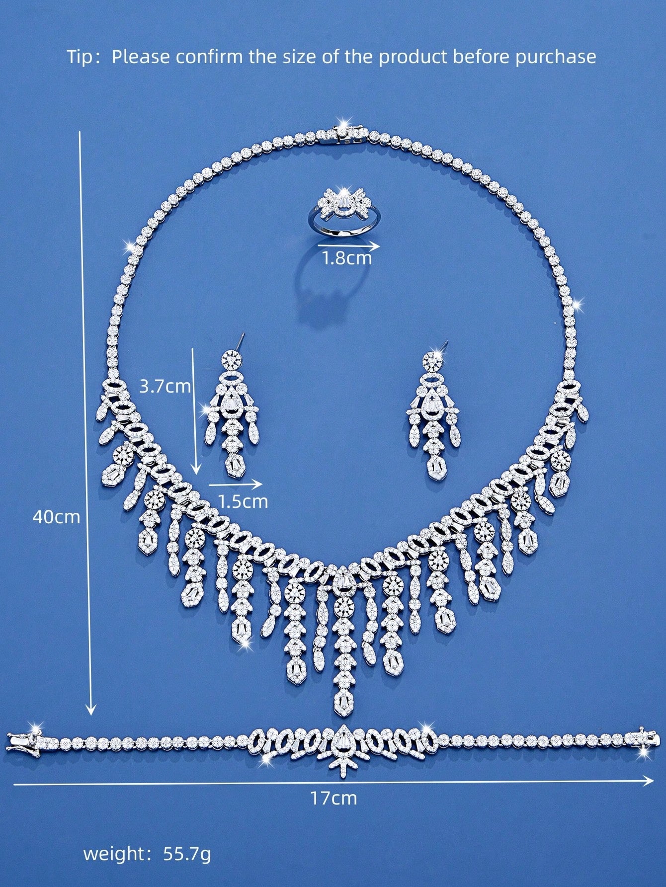 seen JEWELRY 5pcs/Set Luxury White Gold Plated Zirconia Necklace - Seen Mai