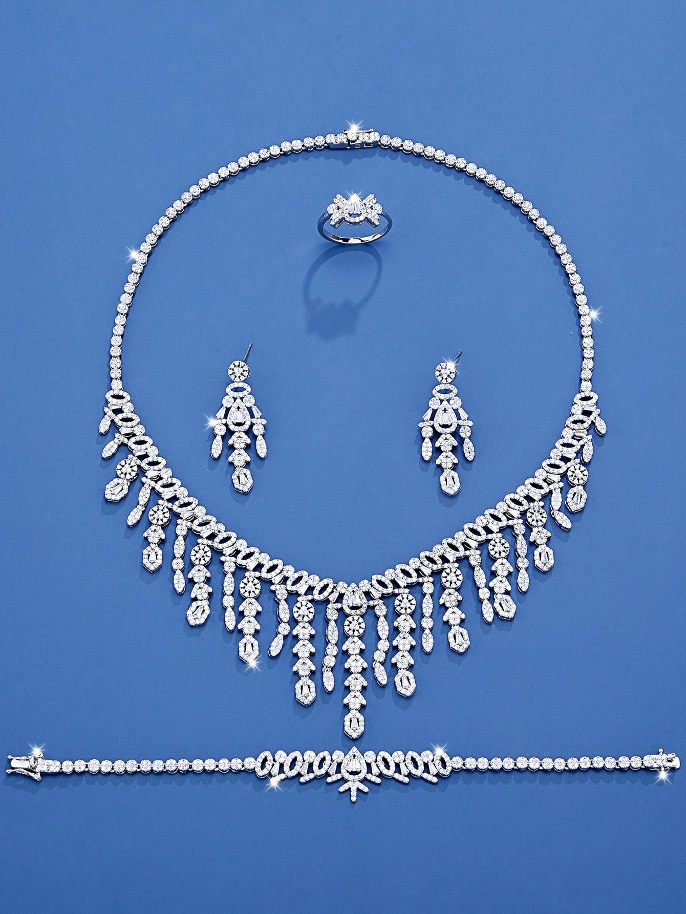 seen JEWELRY 5pcs/Set Luxury White Gold Plated Zirconia Necklace - Seen Mai