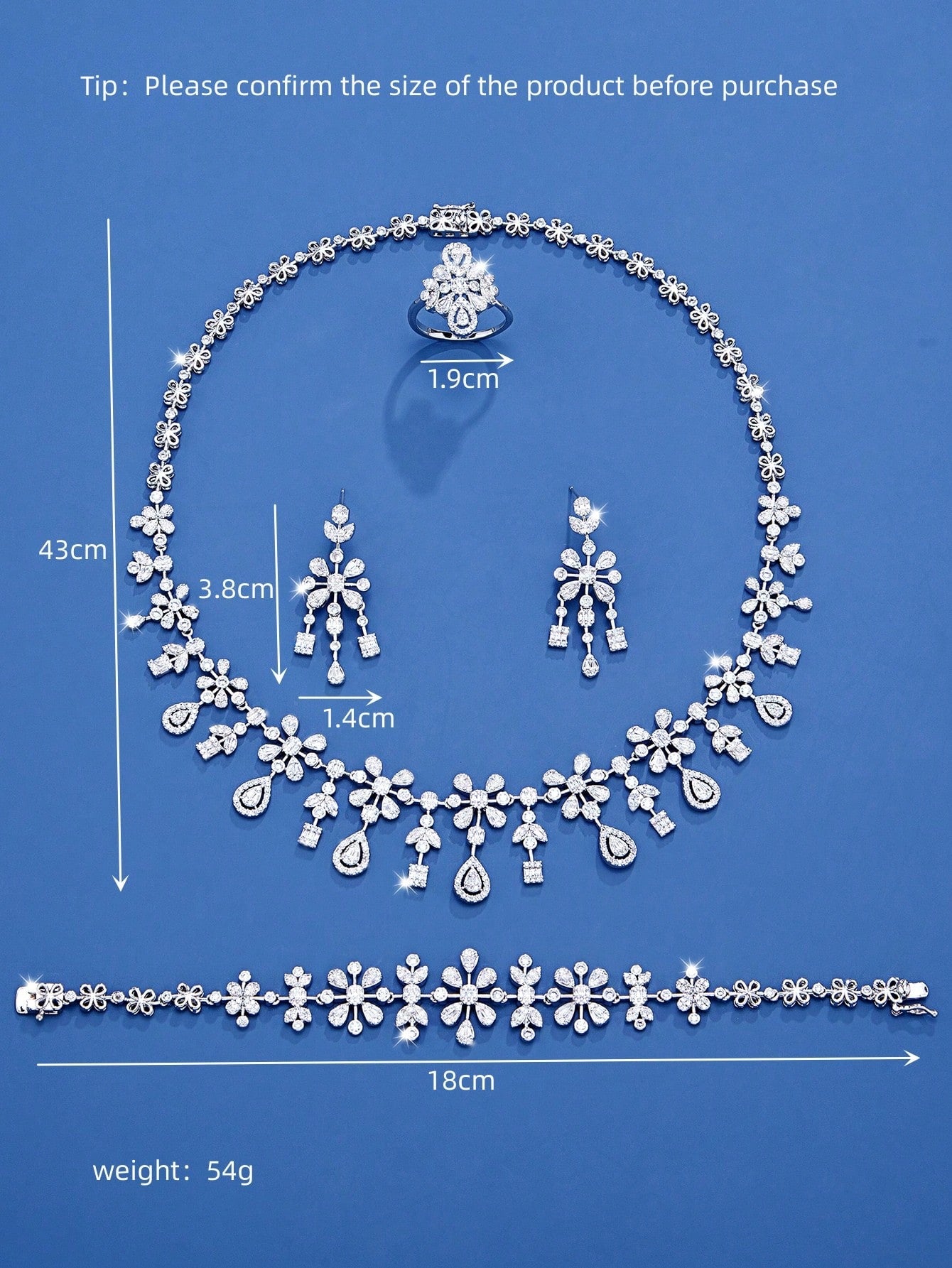 seen JEWELRY 5pcs/Set Luxury White Gold Plated Cubic Zirconia Necklace - Seen Mai