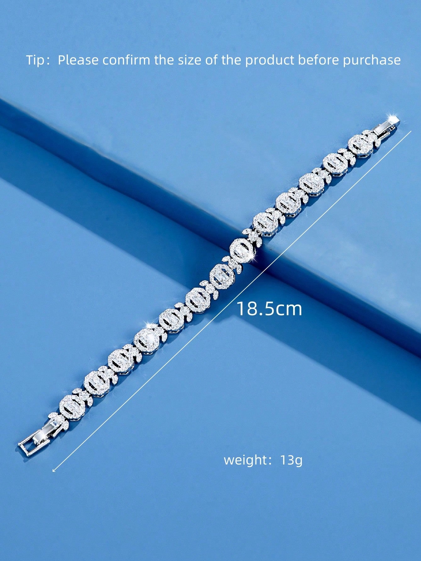 seen JEWELRY 1pc Luxury White Gold Plated Cubic Zirconia Bracelet - Seen Mai