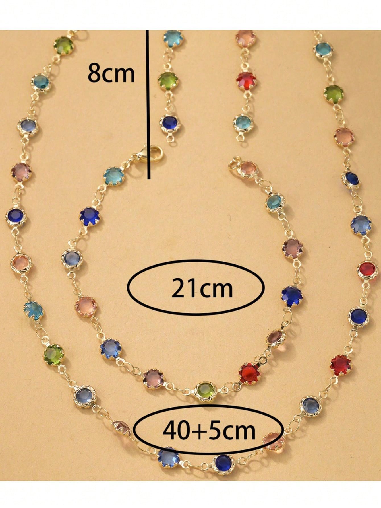 1set/4pcs Fashionable Colorful Crystal Jewelry Set - Necklace