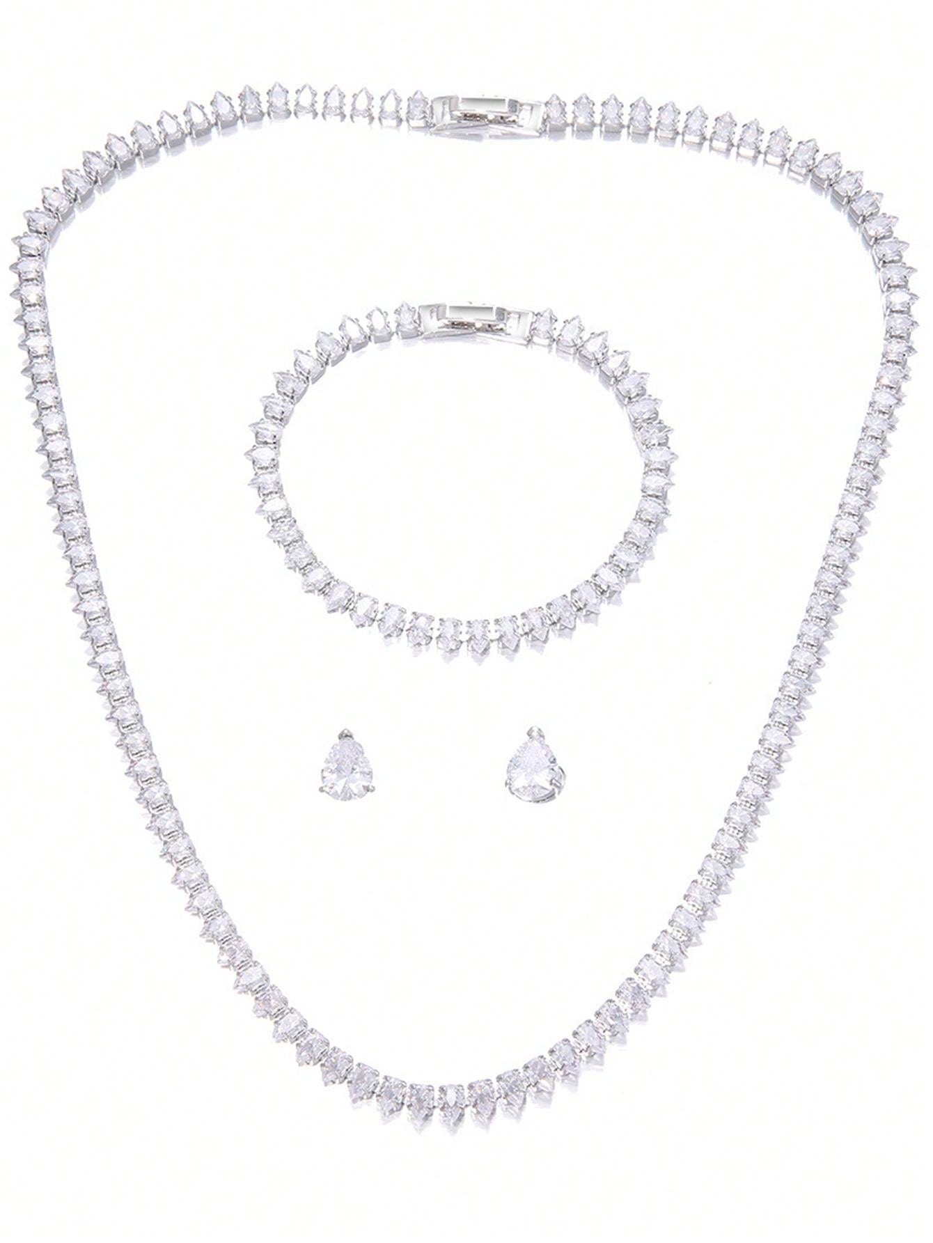 4pcs/Set Elegant Cubic Zirconia Necklace