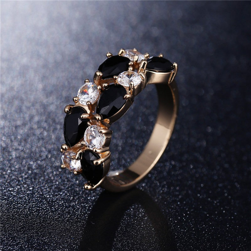 European and American Fashion Colored Crystal Ring Women Mona Lisa AAA Zircon Ring Rose Gold Ring Jewelry Wholesale