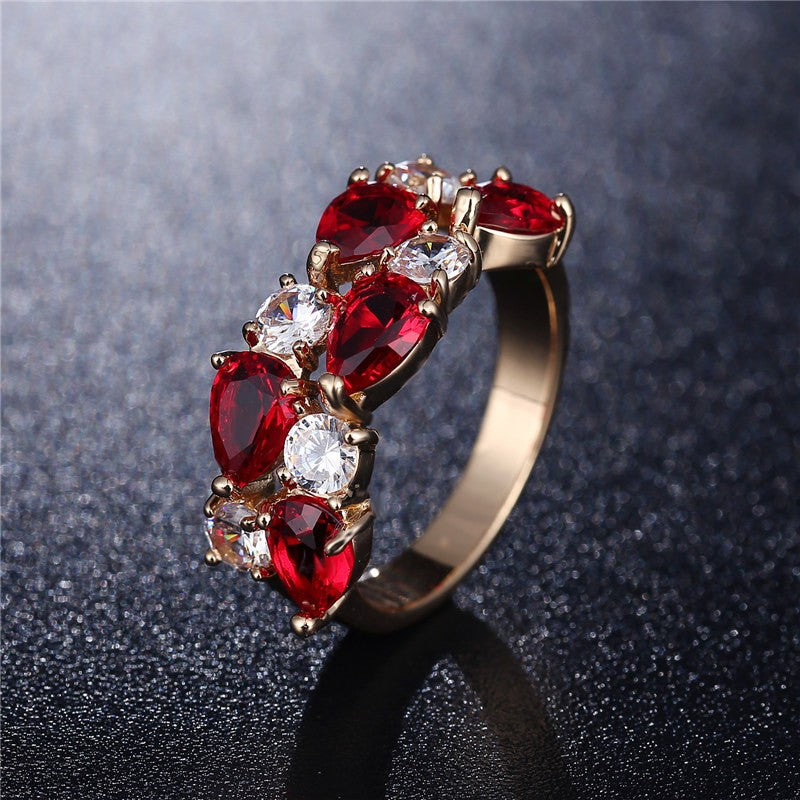 European and American Fashion Colored Crystal Ring Women Mona Lisa AAA Zircon Ring Rose Gold Ring Jewelry Wholesale