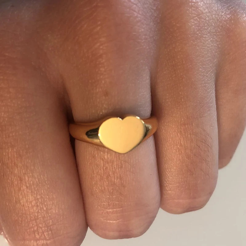 Heart Rings For Women Girls Gold Color Stainless Steel Ring 2024 Trend New in Wedding Band Romantic Couple Jewelry Anillos Mujer