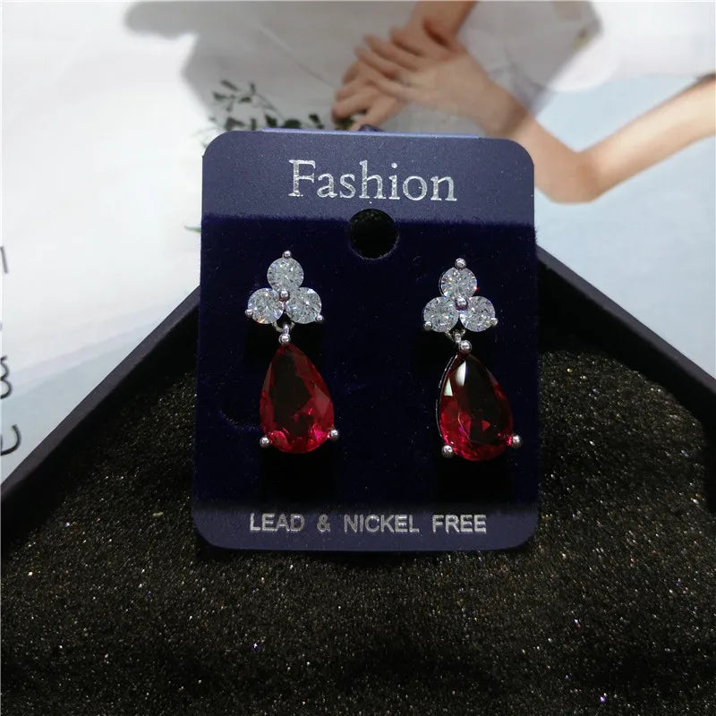 Bilincolor Trendy Fashion Cubic Zirconia Cute Earrings for Women