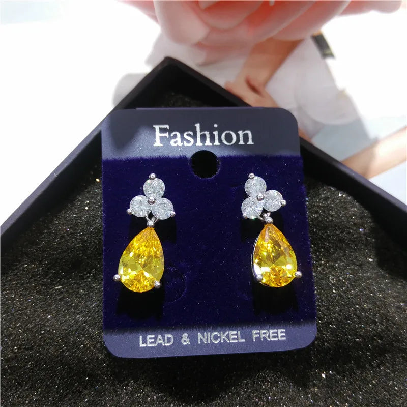 Bilincolor Trendy Fashion Cubic Zirconia Cute Earrings for Women