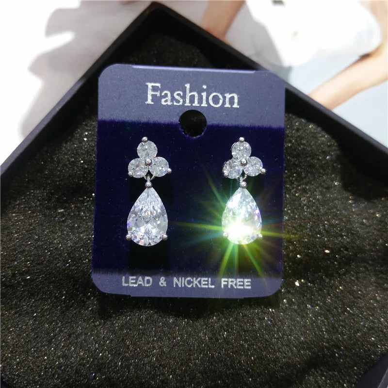 Bilincolor Trendy Fashion Cubic Zirconia Cute Earrings for Women