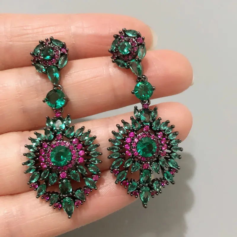 Bilincolor dark green bohemia earring for women