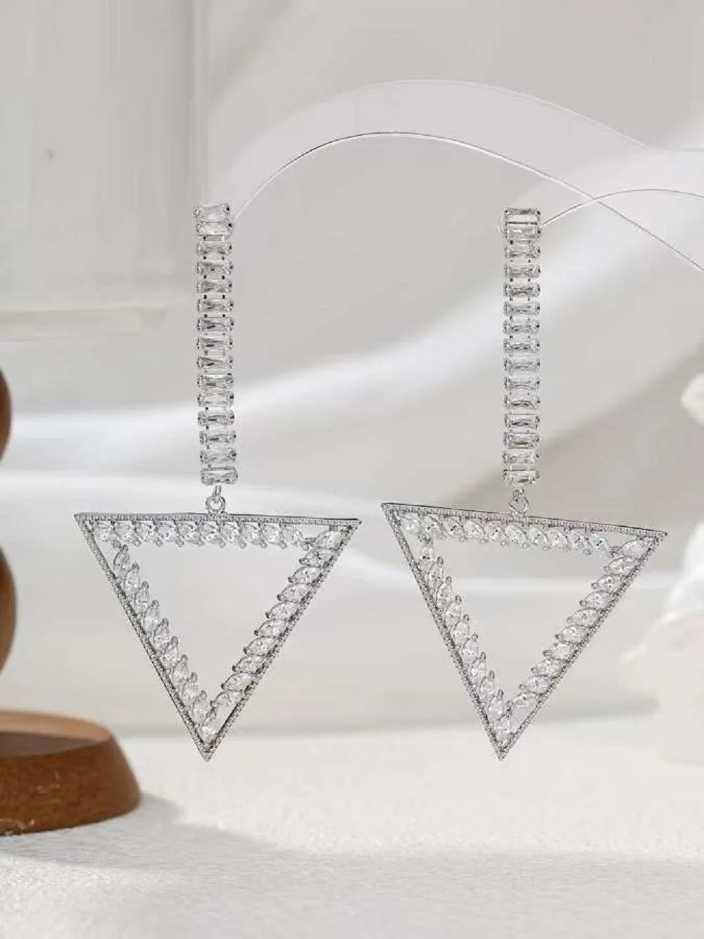 Bilincolor Light Luxury Micro Inlaid Geometric Triangle Earrings for Women