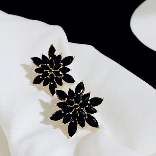 Bilincolor Luxury Black Zircon Snowflake Earrings For Gift  or Party