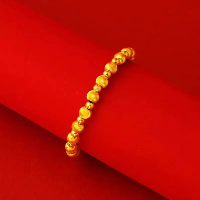 Dubai Gold Color 6mm Cat Eye Beaded Chain Bracelets for Women Wristband Adjustable Luxury Waterproof Jewelry Party Gif