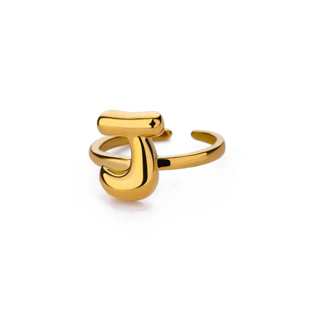 Chunky Initial Letter Rings for Women Gold Color Stainless Steel Ring Classic Alphabet Jewelry Finger Accessories anillos mujer