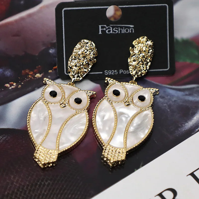 Bilincolor Micro-set Zircon Personalized Owl Earrings for Women