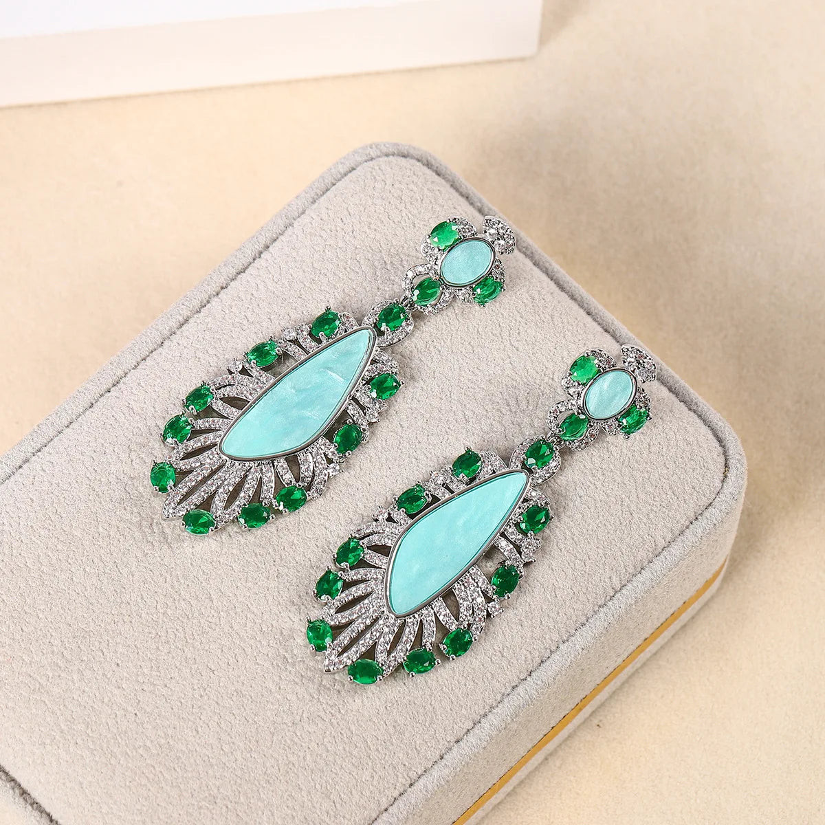 Bilincolor Irregular Design Micro Inlaid Zircon Earrings For Women