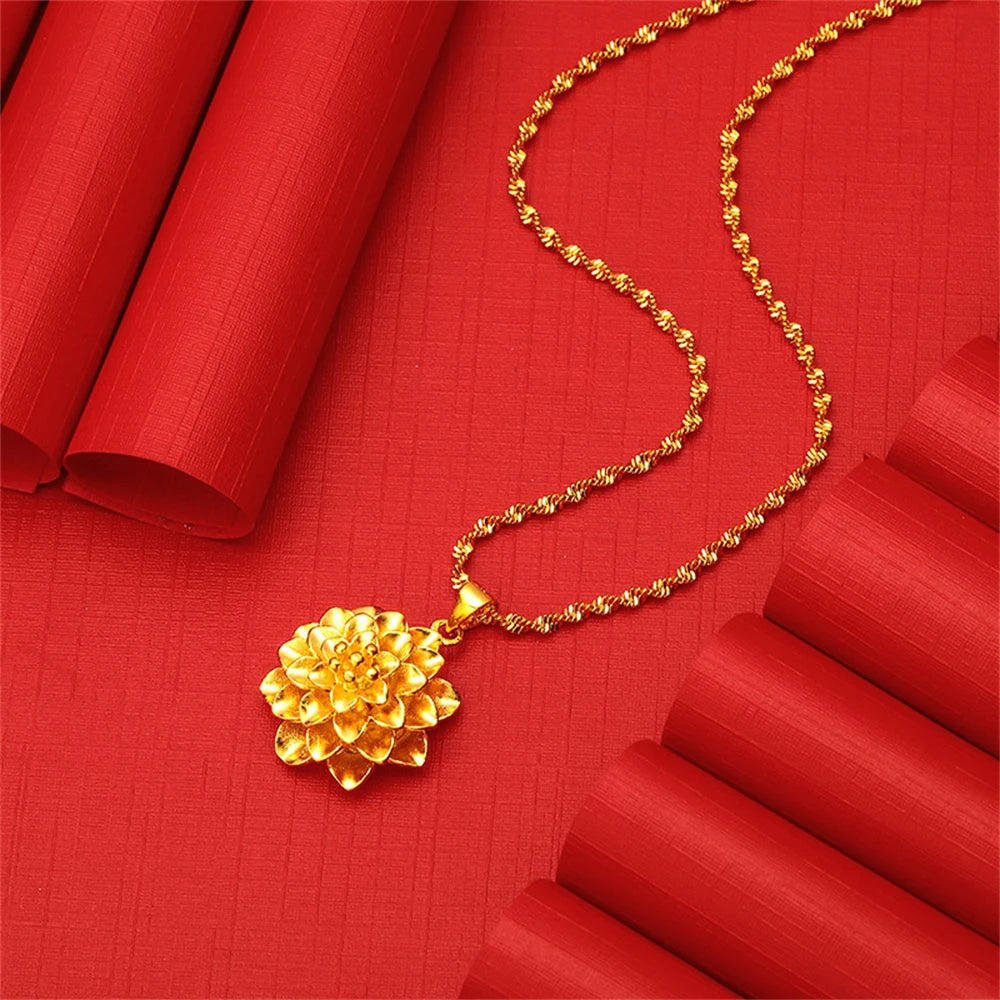 Gold Color Charm Necklaces for Women Flower Pendant Necklace Chain Collar Choker Wedding Jewelry Party Gifts Bijoux