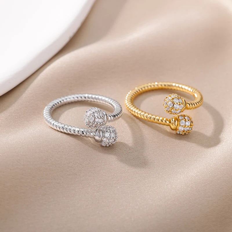 Spherical Zircon Rings for Women Stainless Steel Gold Color Finger Ring Femme 2022 Trend Wedding Aesthetic Jewelry anillos mujer