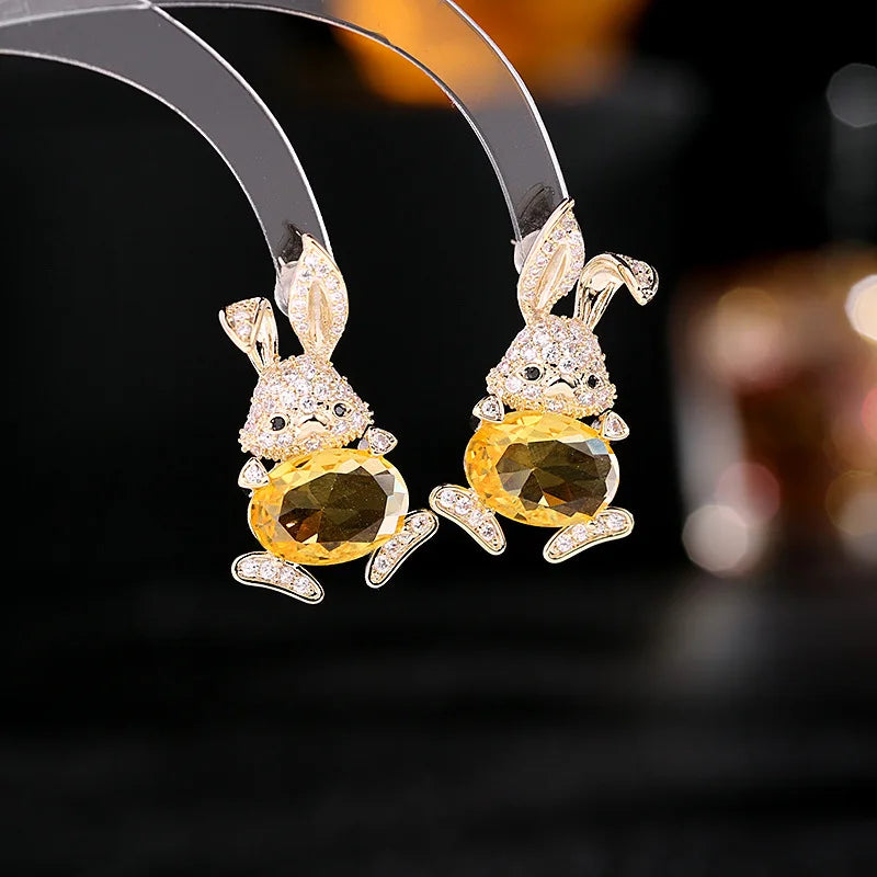 Bilincolor Zircon Chinese Year of Rabbit Refined  Earrings for Women