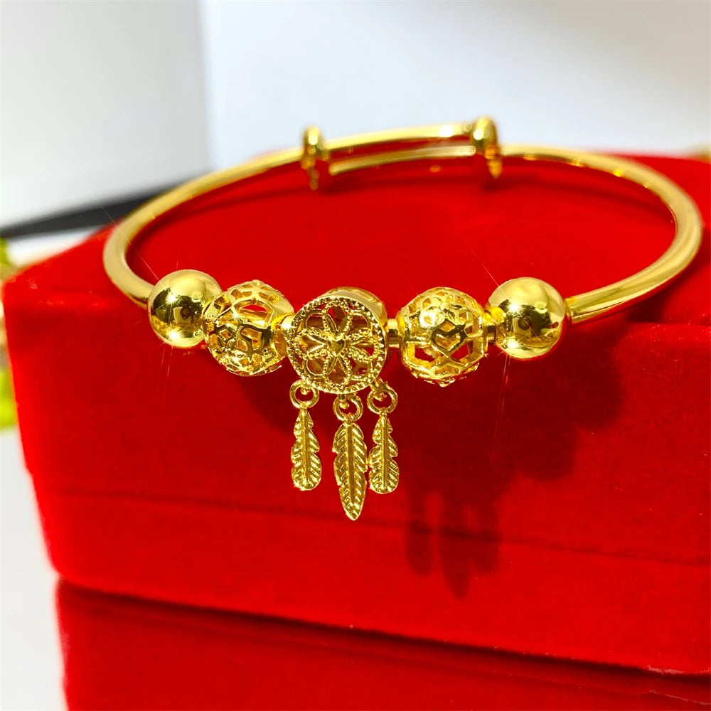 Women's Hand Bracelets Gold Color Feather Tassel Cuff Bangle Pulsera Femme Retro Jewelry Accessories Party Gifts Bijoux