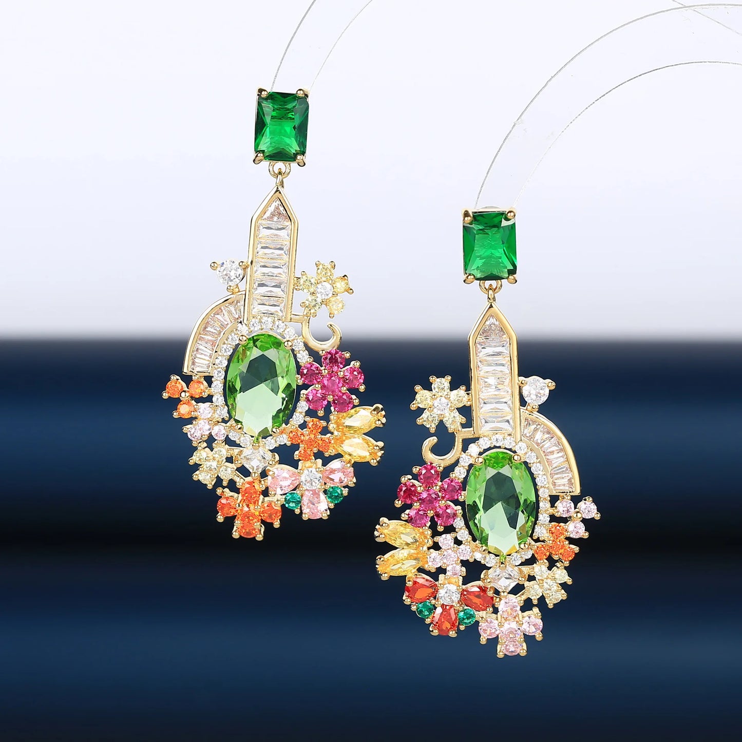 Light Luxurious Flower  Zircon Fashion Elegant Earrings for  Weddin or Party