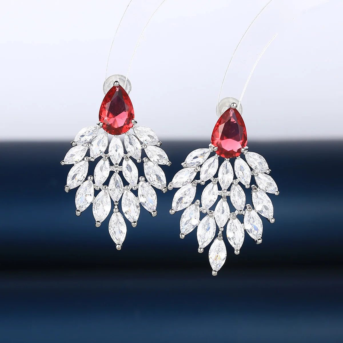 2022 New Autumn Maple Leaf  Water Drop Zircon Earrings for Wedding or Party