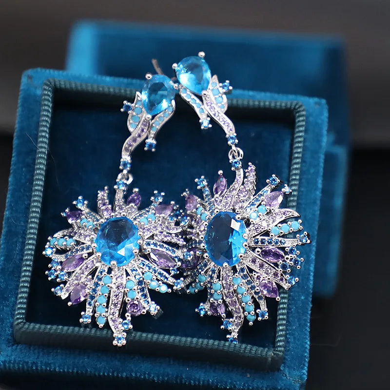 Bilincolor Fashion New Micro-Set Zircon Fireworks Water Drop Earrings for Party