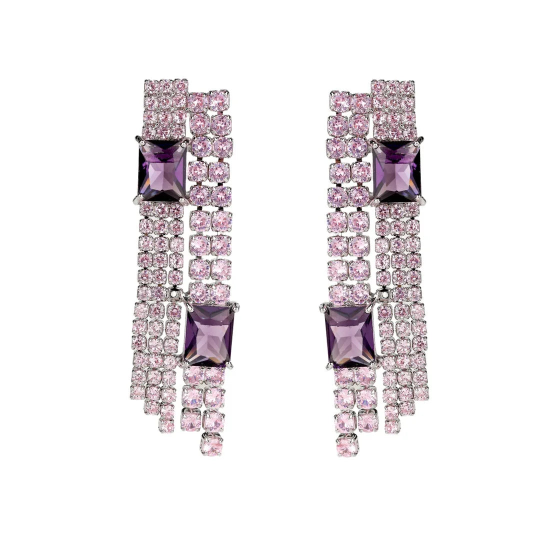 Bilincolor  Fashionable Square Colored Zircon Earrings for Women