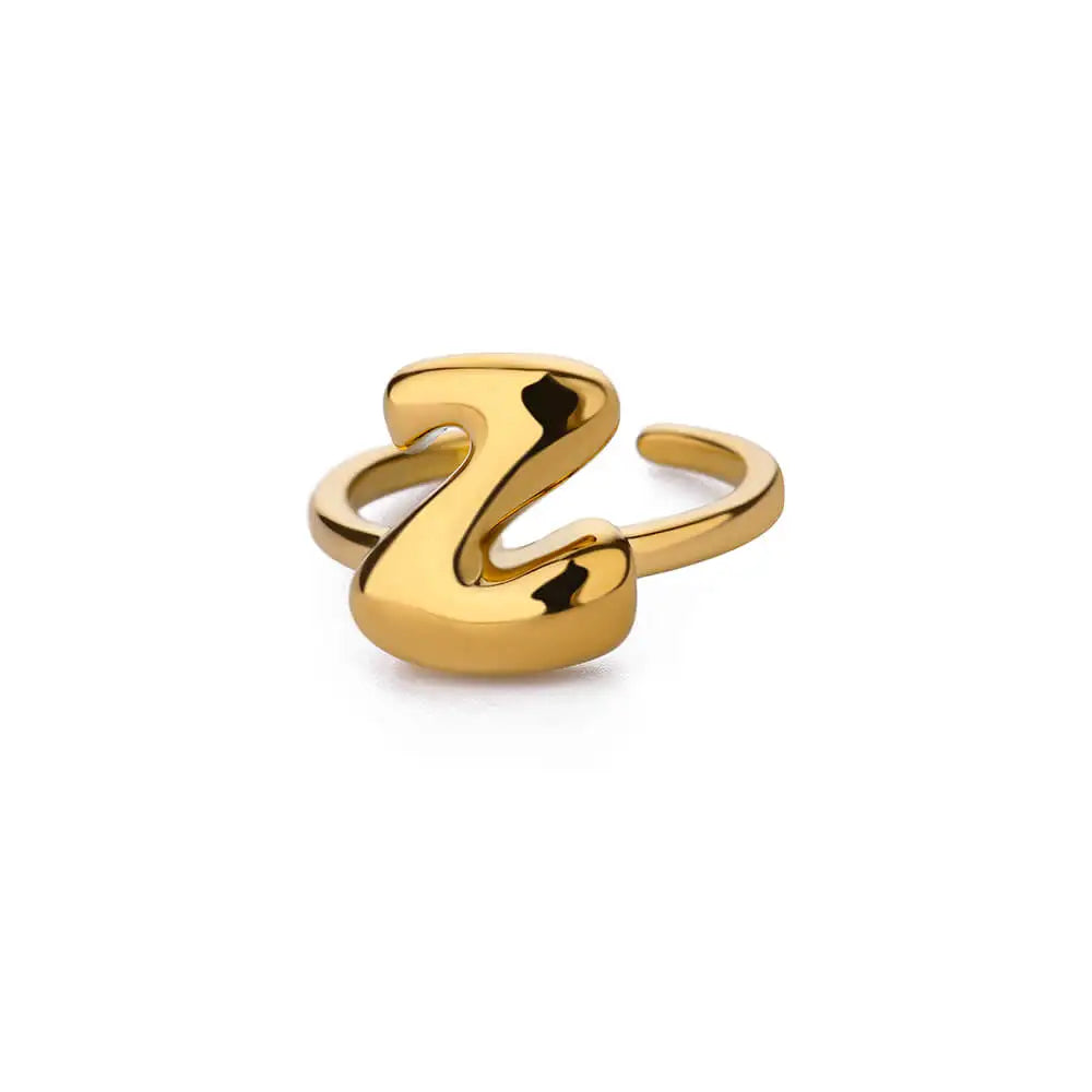 Chunky Initial Letter Rings for Women Gold Color Stainless Steel Ring Classic Alphabet Jewelry Finger Accessories anillos mujer