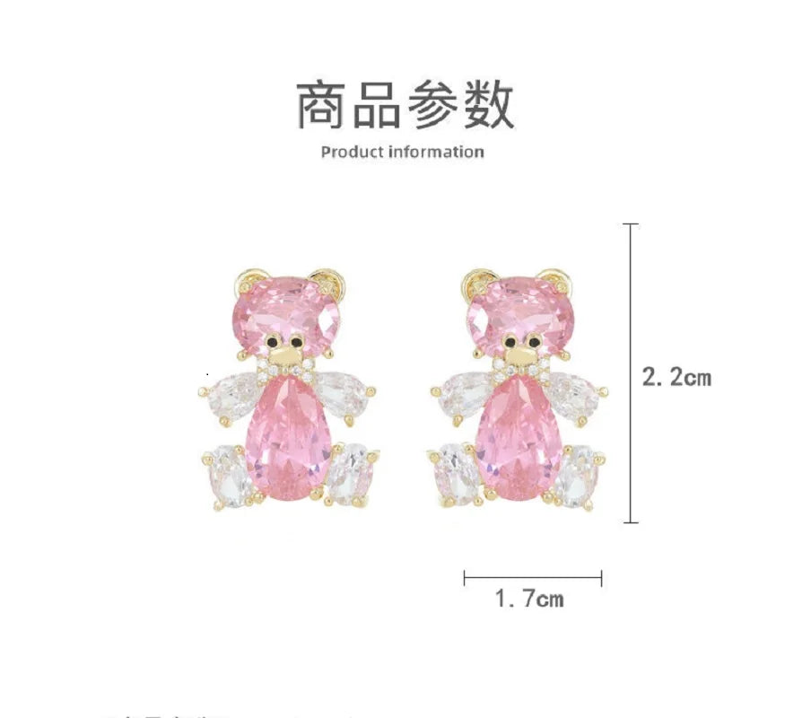 Bilincolor Sweet Temperament and Cute Little Bear Earrings for Women