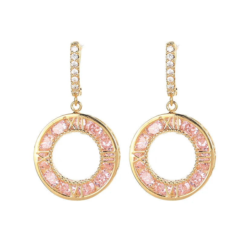 Bilincolor Light Luxurious and Personalized Circle Antique Earrings  For Women or Girls'  Christmas Gift