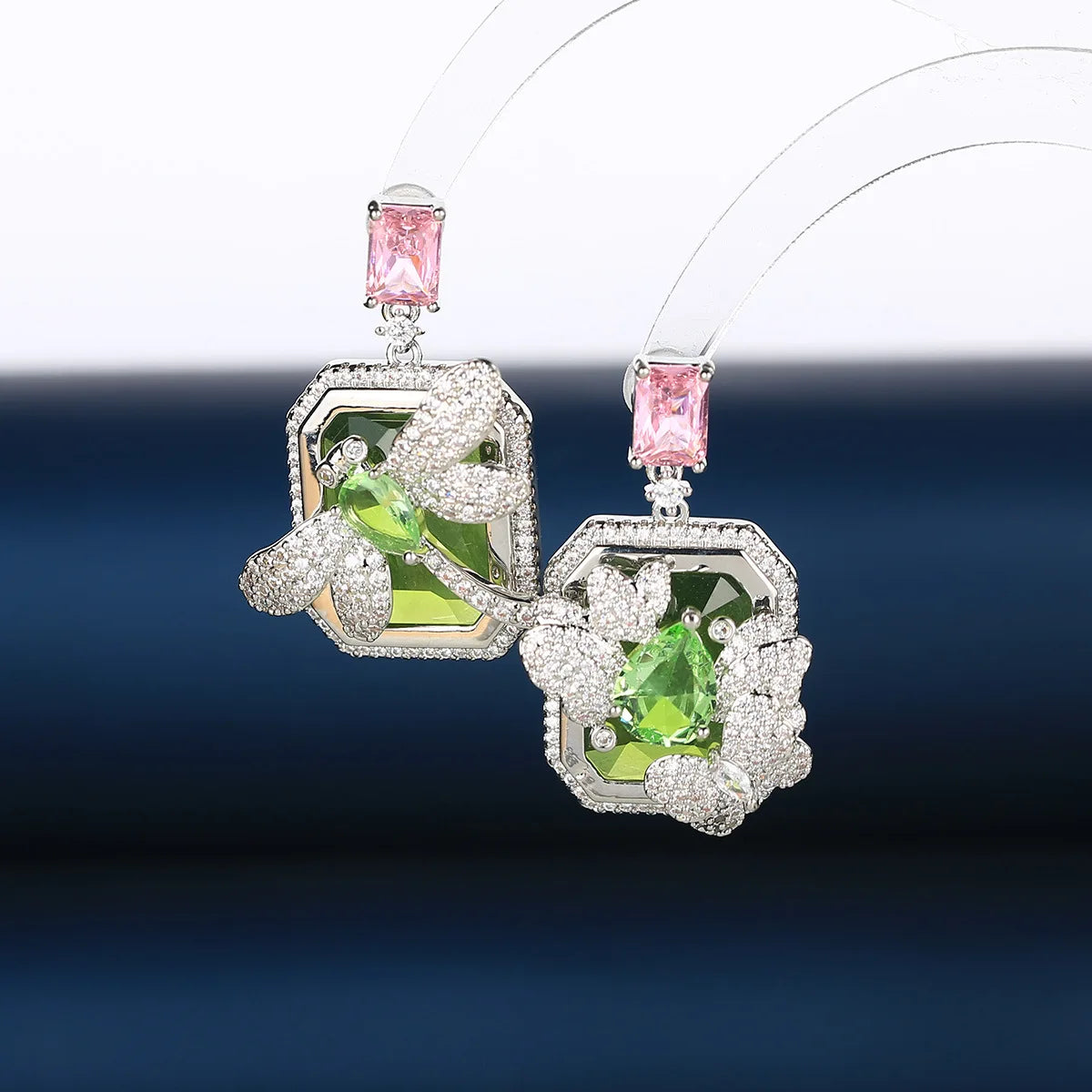 Bilincolor Luxury Zircon Butterfly Dragonfly Earrings for Wedding or Party