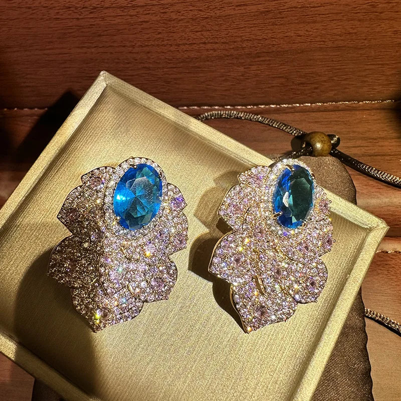 Bilincolor Petal Zircon Earrings For Women