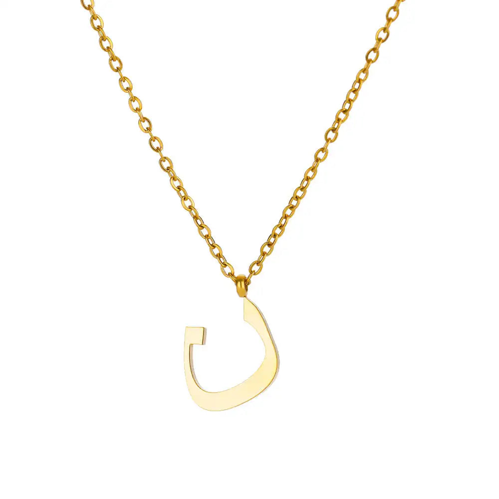 Arabic Letter Pendant Necklaces for Women Gold Color Initials Necklace 2024 Trend New Alphabet Stainless Steel Jewelry collar