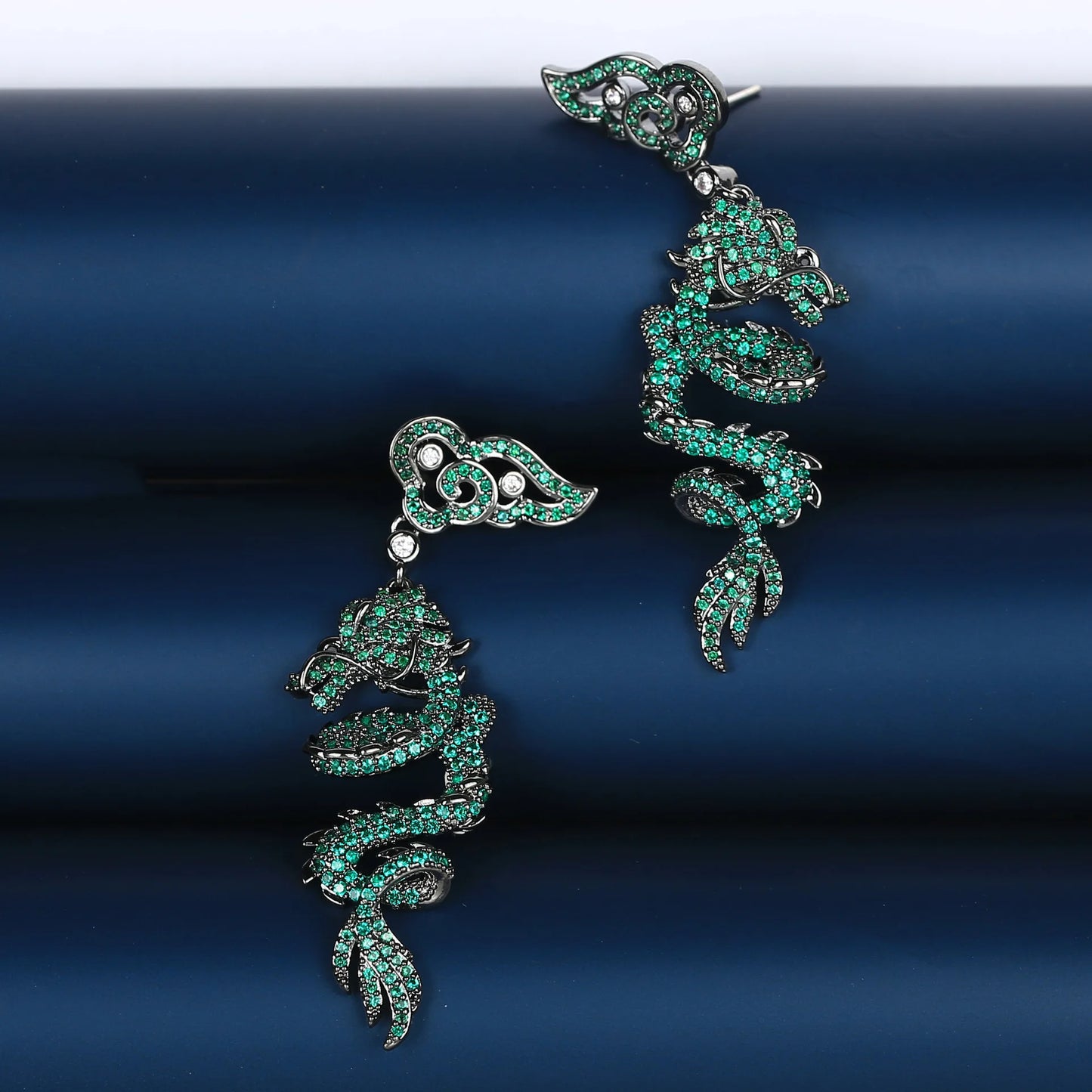 2024 Light Luxury Dragon Pattern Zircon Earrings  for  Party